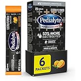Pedialyte AdvancedCare Plus Electrolyte Powder, Has 33% More Electrolytes and PreActiv Prebiotics, Orange Breeze, 6 Powder Packets