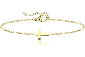 Poxtex Gold Jesus Cross Bracelets for Women Trendy, 14K Dainty Gold Plated Religious Bracelets for Women Bulk, Christian Baptism Gifts for Women Mom Her