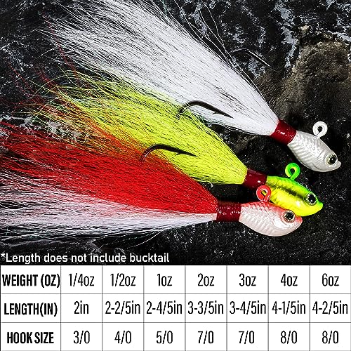 Dr.Fish 3 Pack Bucktail Jig Lure Hair Jig Saltwater Freshwater Lures