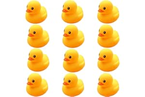 UMBWORLD Preschool Bath Toys Rubber Floating Squeaky Baby Wash Shower Toy for Toddlers Kids Party Decoration 12 Pcs (Yellow Duck)