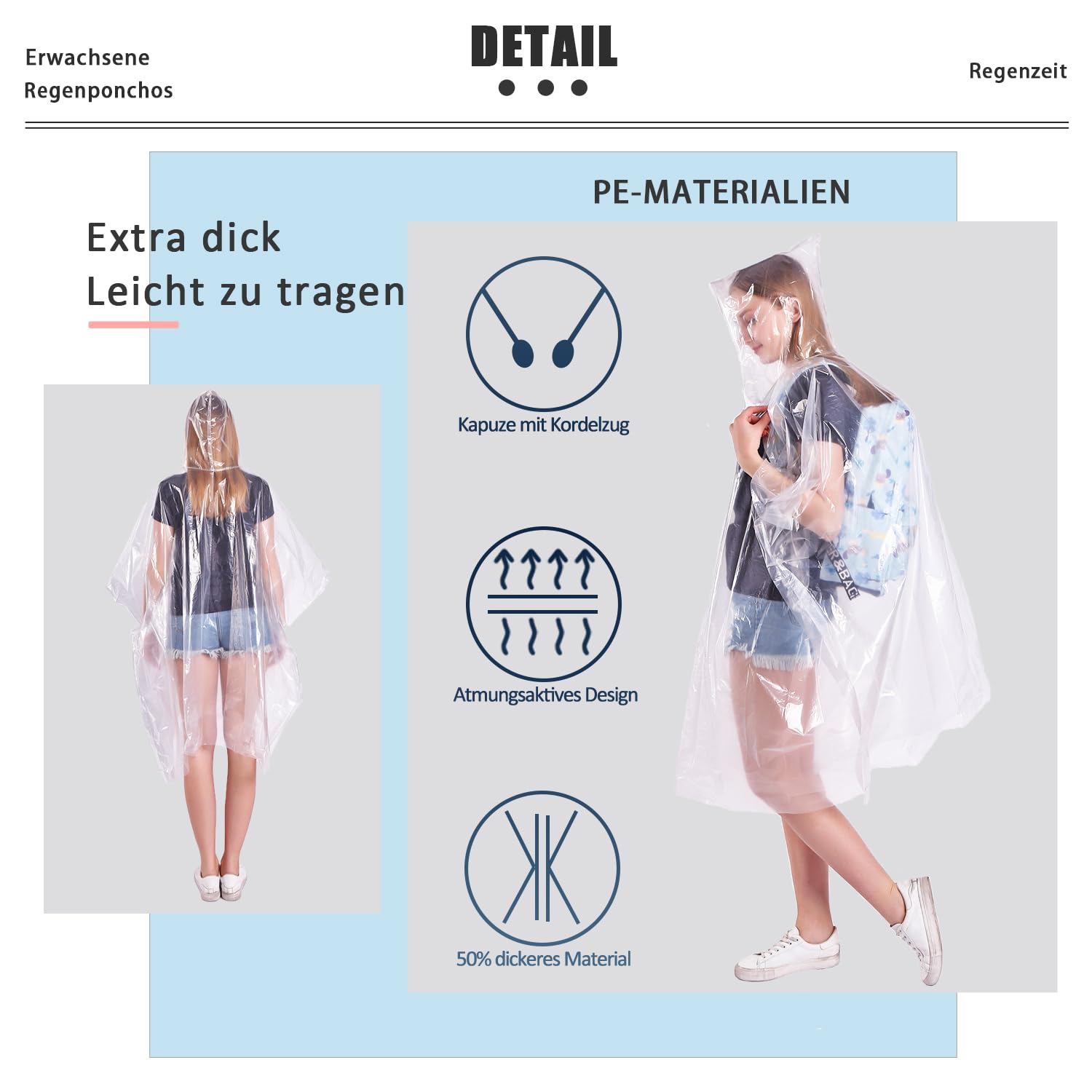 TUNCHMO Regenponchos für Damen & Herren 6 Stück extra dick und wasserdicht 4