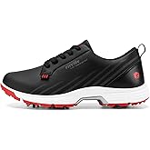 FitVille Men's Wide Golf Shoes with Replaceable Spikes, Arch Support & High-Rebound Cushioning for Long-Distance Walking