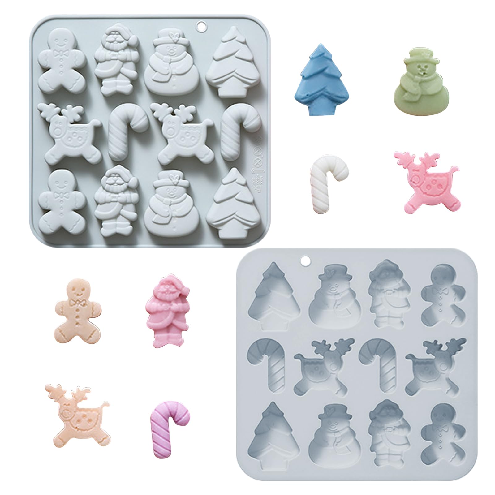 KASESSS 2 Piece Chocolate Moulds, Chocolate Mold Cute, Silicone Chocolate Mould Blue, Silicone Moulds for Chocolate with Christmas Themed Shapes, Chocolate Mould Silicone for Christmas Party Supplies
