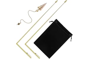 Jadive 3 Pieces Divining Rods Copper and Dowsing Pendulum for Ghost Hunting, Energy Healing, Divining Water includes 2 Retractable Divining Rods with Copper Handle and 1 Pendulum Pendant(Gold)