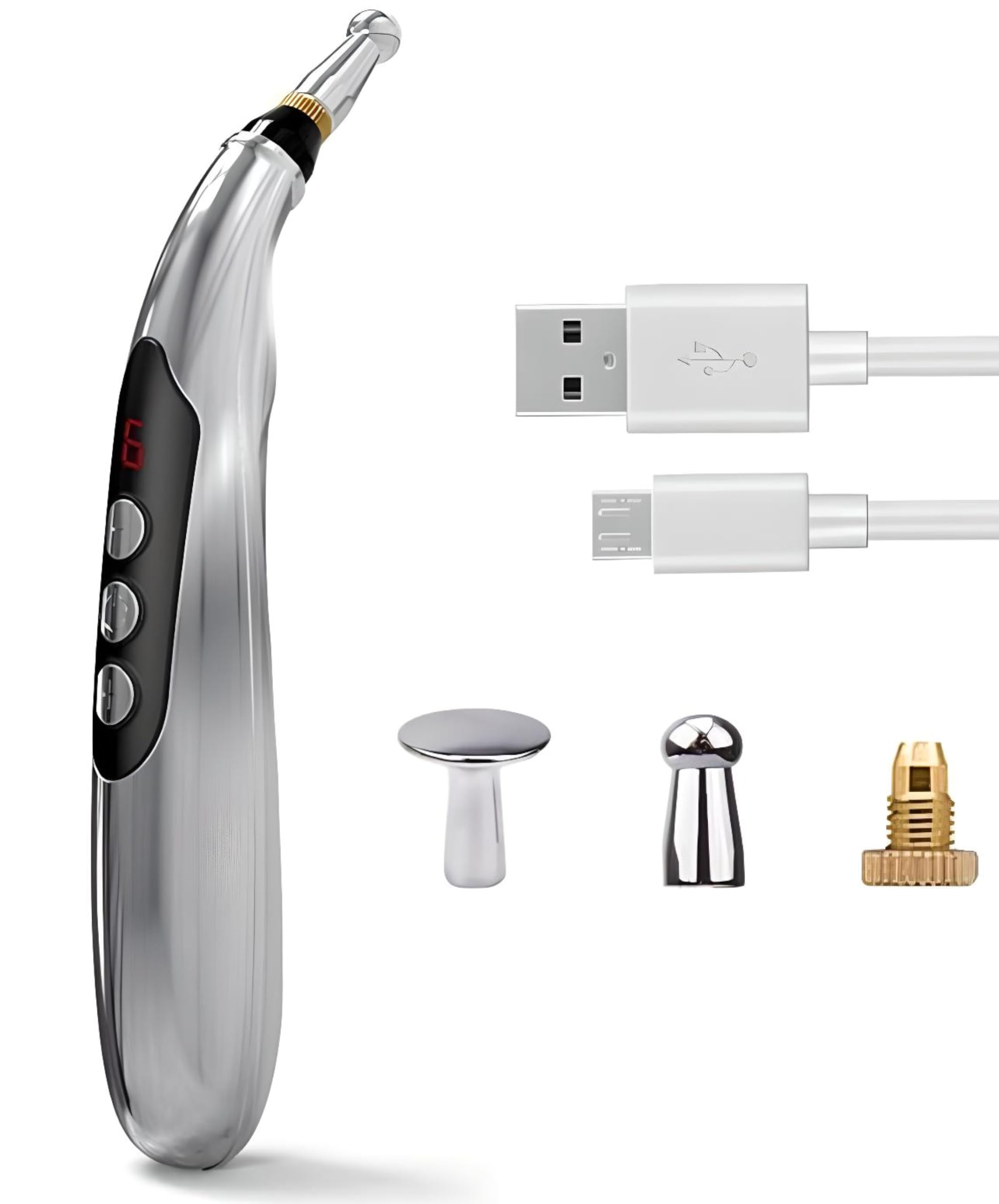 Photo 1 of Acupuncture Pen Electronic - USB Rechargeable Pain Relief Electric - for Meridians Energy Pens Massager - Pain Relief Massage Tool with 3 Massage Heads & 2 Massage Gel - Gifts for Women & Men