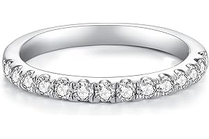 GMOND Cubic Zirconia Wedding Band for Women Half Eternity 925 Sterling Silver Stackable Engagement Rings Wedding Eternity Rings Size 4-11