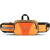 HTZPLOO Fanny Pack for Men Women Waist Bag with Water Bottle Holder for Hiking, Travel,Dog Walking, Workout (Orange)