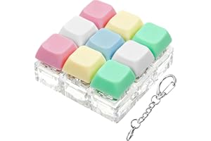 XIAWALANGZHUO Keyboard Fidget Toy, Keyboard Fidget Keychain 9-in-1 Keyboard Decompression Button Finger Clicker Toys Stress Relief Fidget Gifts (5 Colors- Green Yellow Pink White Blue)