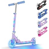 TONBUX Scooters for Kids 5-12, 2 Wheel Scooters with Cool Light Up Stem, Wheels, and Deck, 3 Level Adjustable Height Kick Scooter, Foldable and Lightweight Scooter for Kids 8-12