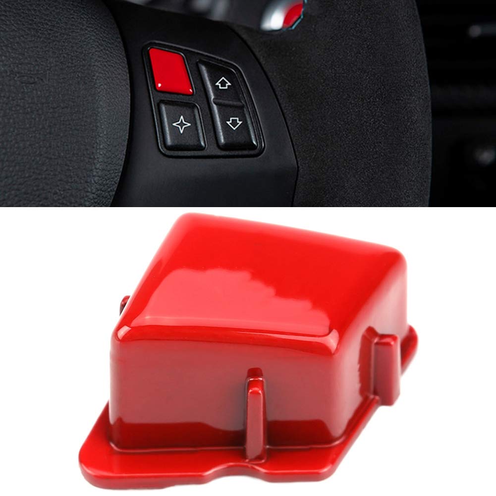 Steering Wheel Button Cover, Car Steering Wheel M Mode Switch Button Cap for 3 Series E90 E92 E93 M3 2007-2013(Red)