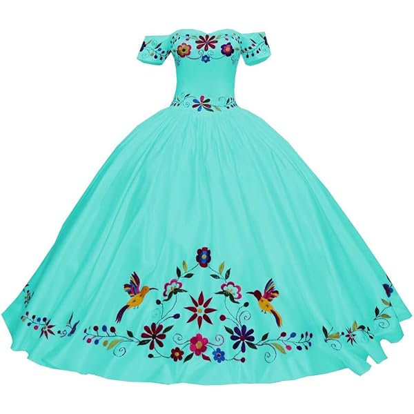 Amazon.com: HFAGEMV Satin Embroiderey Wedding Dresses Mexico Off The  Shoulder Ball Gowns Prom Masquerade Party Dress Royal Blue Custom Made :  Clothing, Shoes & Jewelry