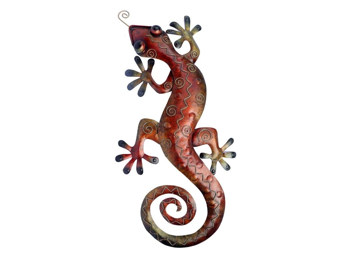 SK Style Contemporary Metal Wall Art - Large Multicolour Gecko