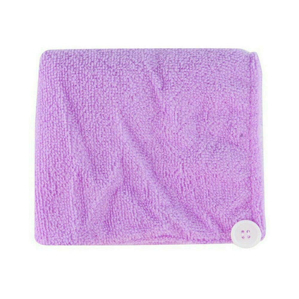 UNIQUE ZONE 100% COTTON Hair Turban Towel, Dry Hair Towel Cap with Loop and Button Fastener, Absorbent Dry Hair Quickly for Women (LILAC)