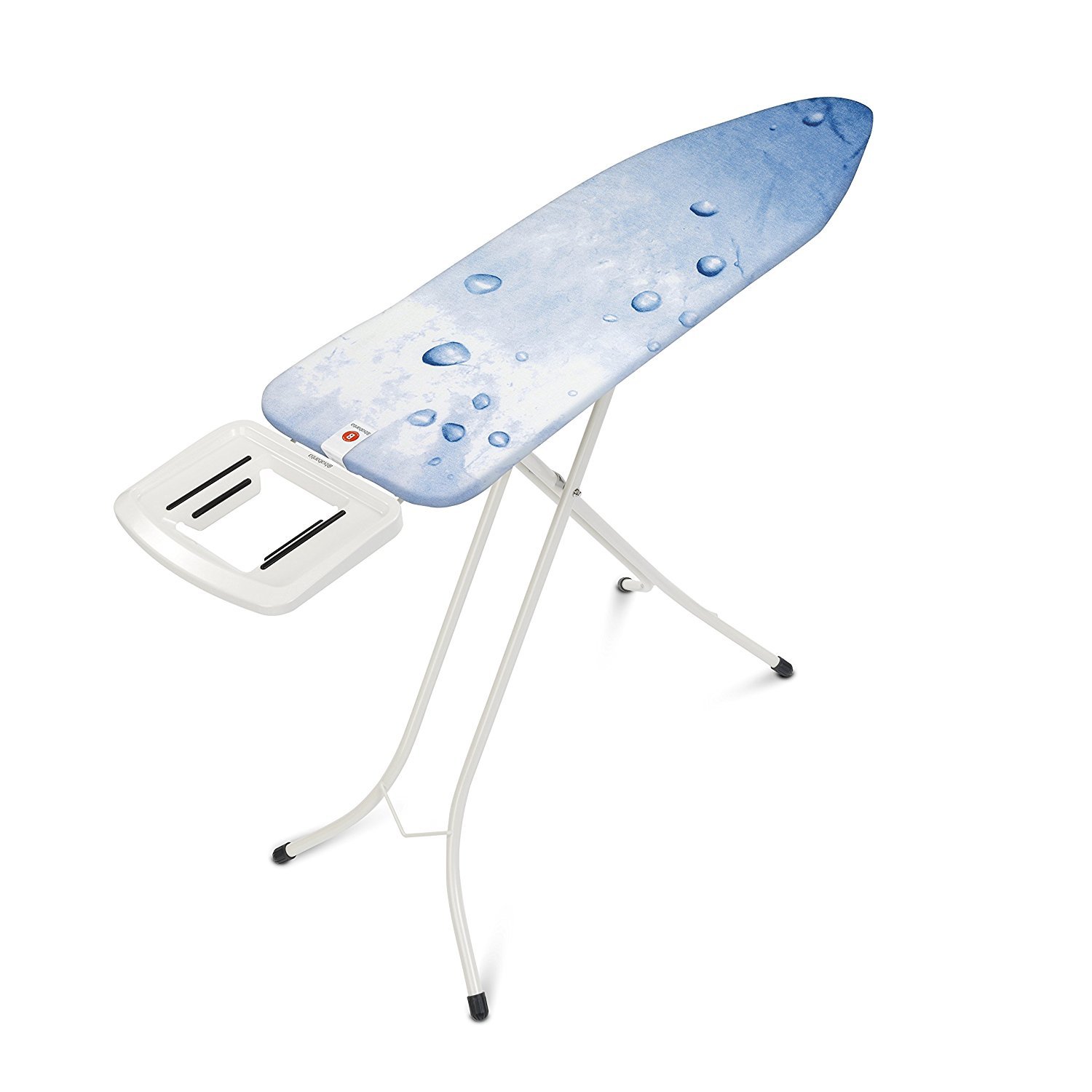 Brabantia Size B Ironing Board (124 x 38cm) 7 Height Options, Solid Steam Iron Rest Holder (Ice Water) Non-Slip Feet, Anti-Collapse Child Locks, 108501