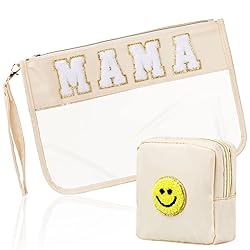 BuyCard 2 Pcs Preppy Patch Clear Mama Bag, Women