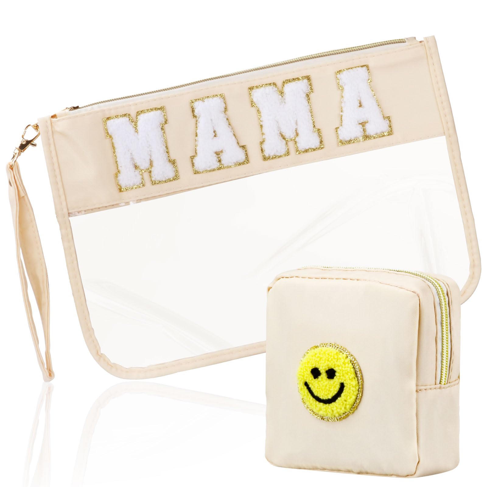 BuyCard 2 Pcs Preppy Patch Clear Mama Bag, Women