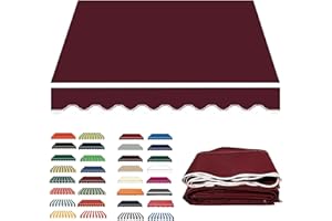 Manual Retractable Patio Awning Replacement Fabric (Without Frame) 300g/m² Polyester Canopy Cover Water-Resistant Uv Protecti