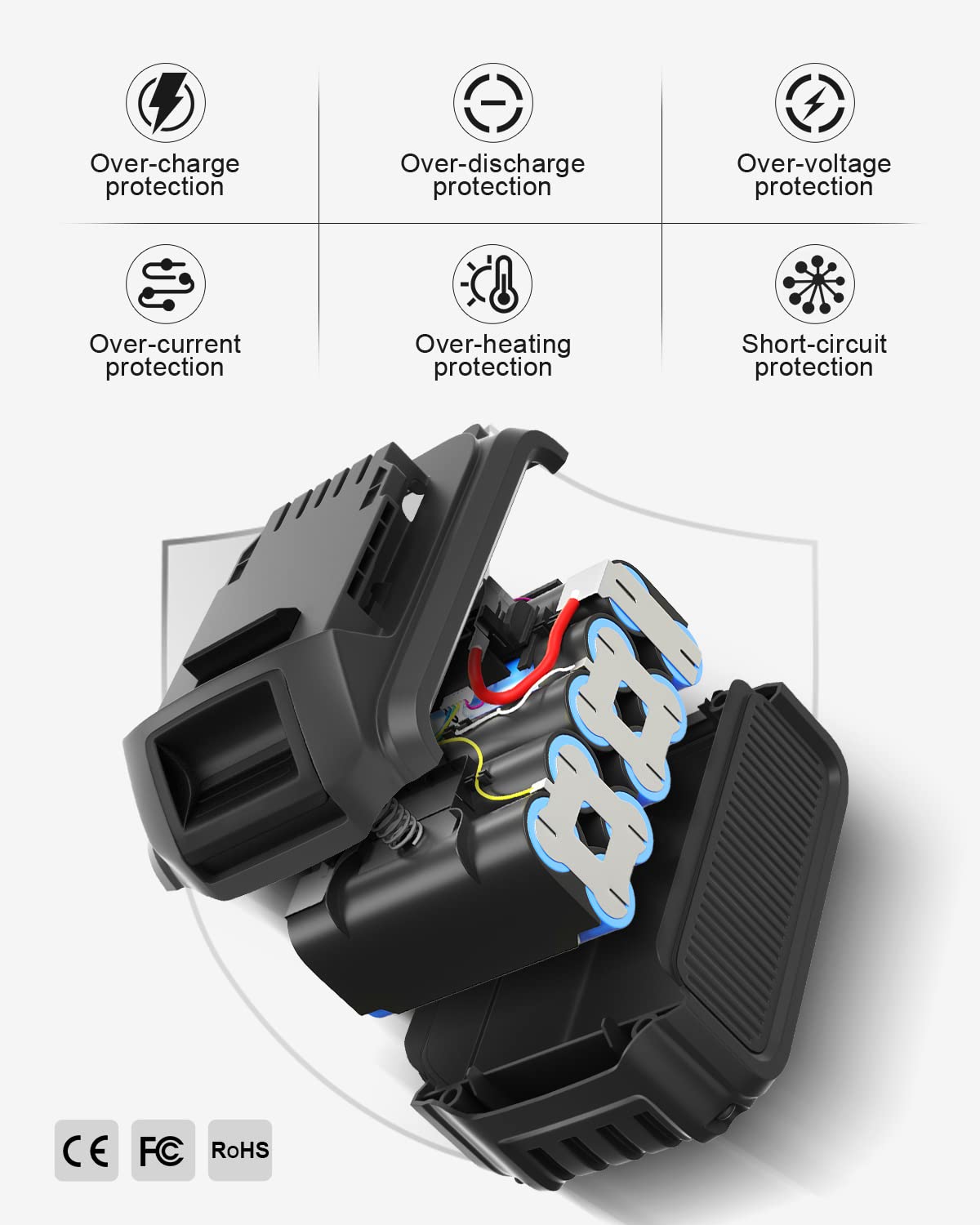 TeenPower Replacement for Dewalt 20V Battery 6.0Ah 2/pk Compatible with Dewalt DCB205 DCB206 DCB204 DCB180 DCB200 DCB203 DCB201