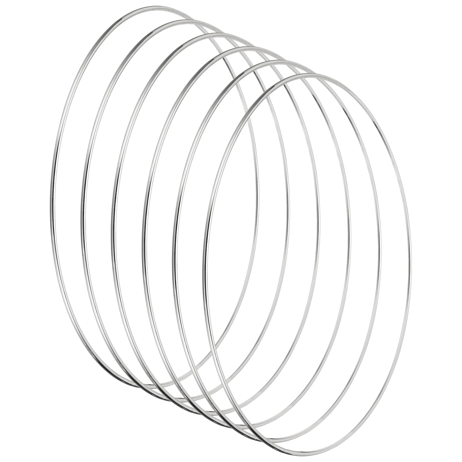 PATIKIL 7.9 Inch Dream Catcher Rings, 6 Pcs Metal Macrame Wreath Floral Round Ring Hoop for Christmas Decor Home Car DIY Craft Wedding Wall Hanging Decorations, Silver — image 1