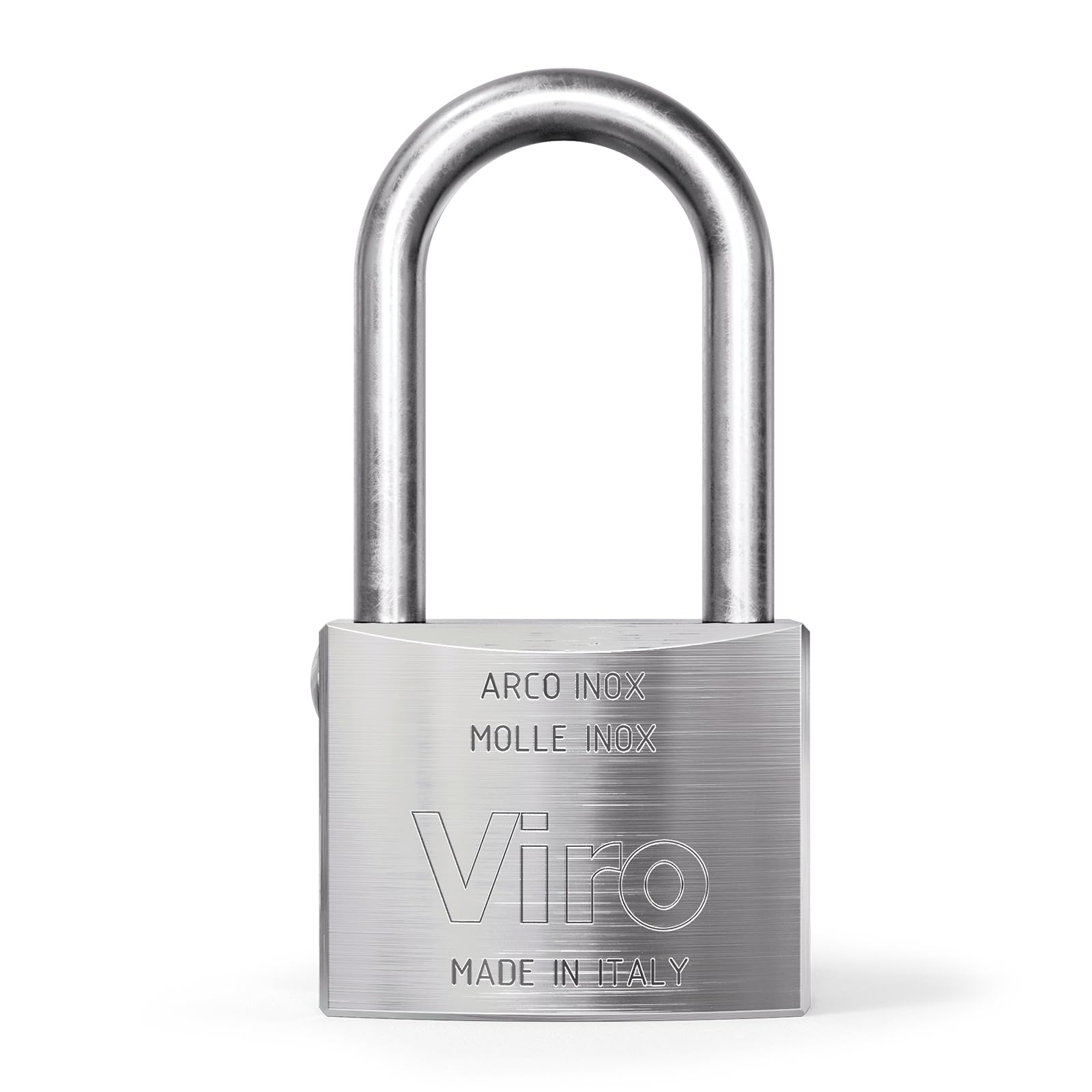 Viro | Sea Padlock, Corrosion Resistant, 40mm Brass Base, Stainless Steel Long Shackle, Snap Lock