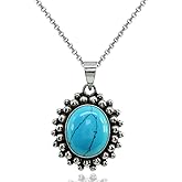 Sterling Silver Simulated Gemstone Oval Bezel-Set Oxidized Bali Bead Pendant Necklace
