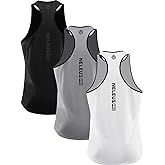 NELEUS Men's 3 Pack Dry Fit Y-Back Muscle Tank Workout Gym Shirt
