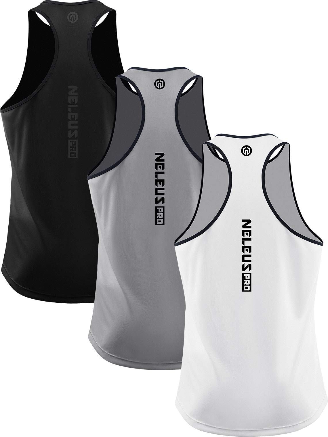 Photo 1 of M  NELEUS Men's 3 Pack Athletic Tank Tops Lightweight UPF 50+ Sun Protection SPF Sleeveless Shirts,5097,Black/Grey/White,M