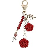 Solighter Rose Keychain for Women Flower Pendent Keyring Wallet School Bag Keyring for Purse Backpack Handbags Accessories