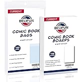 100ct Current Comic Bags and Boards - Reusable Boards, Bags 1 1/2" Flap, Clear Protector