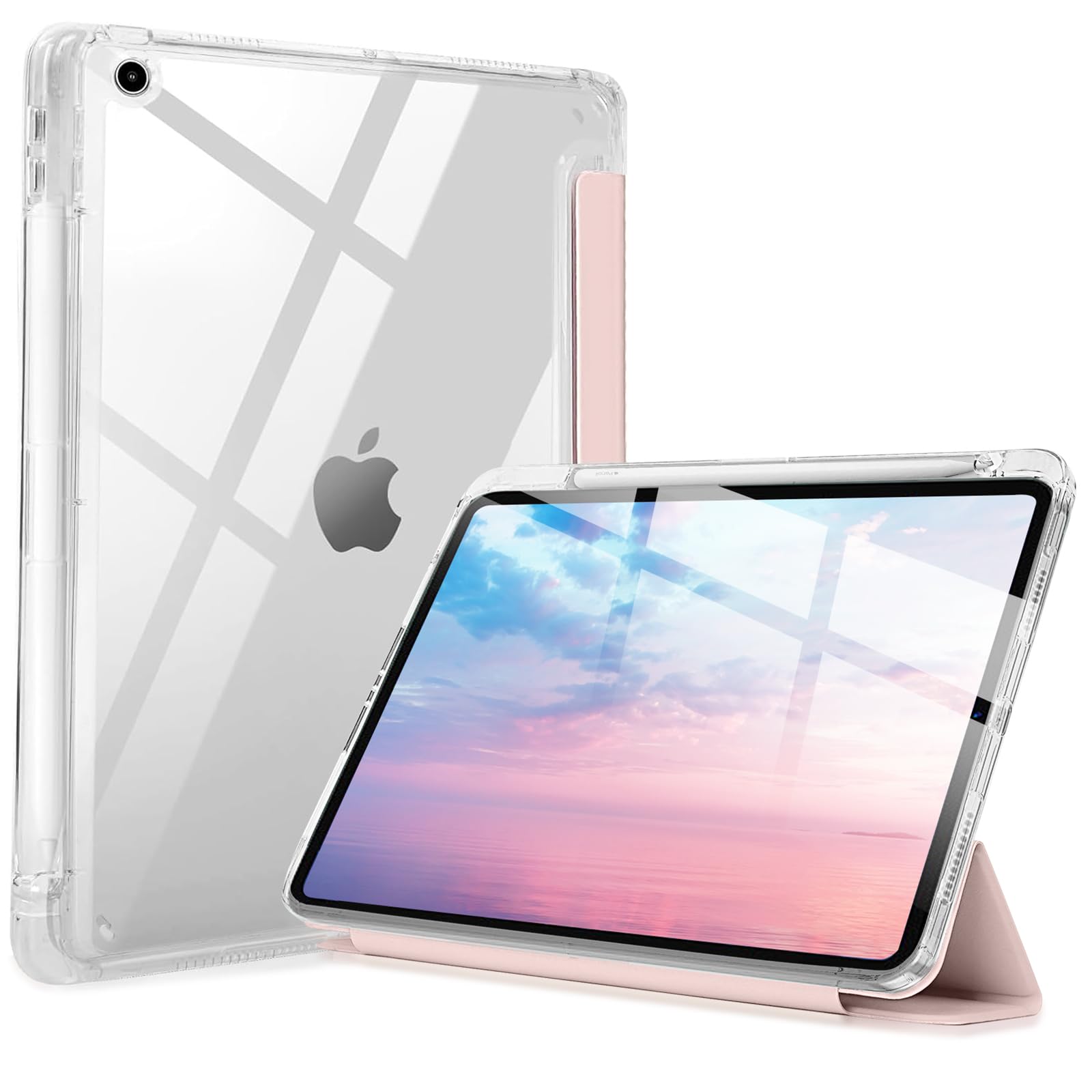 Miieadoo Case for iPad 9/8/7 Gen Case(2021/2020/2019)- Shockproof Cover with Built-in Pencil Holder- Smart Auto Sleep/Wake - Perfect for Students at Home/School-Pink