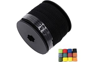 ALICE CATHERINE 1/8in(3mm) 164ft Nylon Rope Solid Braided Cord 5 Stands Paracord Thin String for Crafts Multipurpose UV Resistant for Tent Garden Clothesline and Outdoor Tarp(Black)