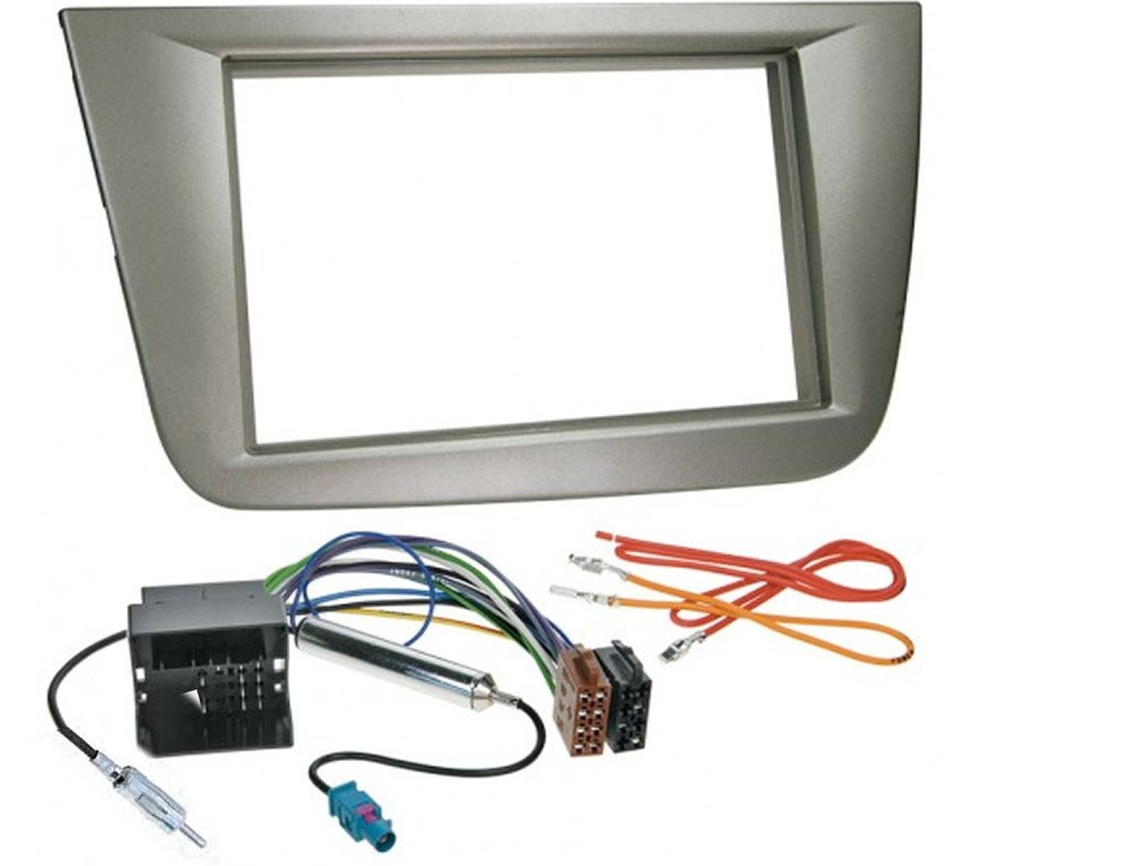 2 DIN Car Radio Fascia Frame Installation Kit for Seat Leon 2005–2010, Grey