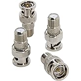 BNC to F Connector 4 Pack BNC Male to F Female Adapter, RG6, RG59 Coax Connector for Scanner, CCTV Camera
