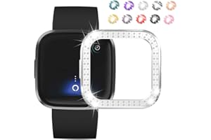 FitTurn Case Compatible with Fitbit Versa 2,Colorful Bling Crystal Diamonds Plate Protector Case Body Cover Scratch Resistant Shock Absorbing Ultra Slim TPU Case Bumper Shell for Versa 2 (Silver)