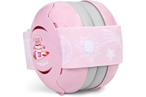 LYSIAN Pink Baby Ear Muffs Noise Cancelling with Elastic Headband, Baby Headphones Earmuffs for Infant Hearing Protection Sleeping, Nap, Travel, Games, Festival