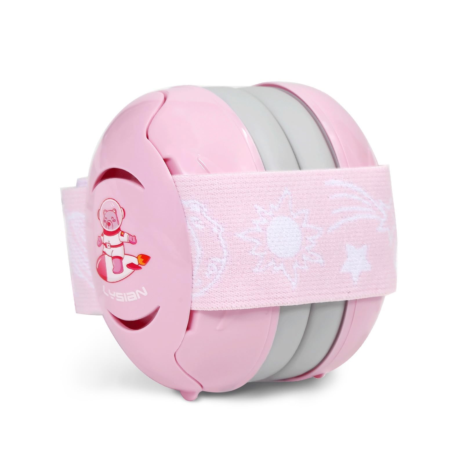 Photo 1 of LYSIAN Pink Baby Ear Muffs Noise Cancelling with Elastic Headband, Baby Headphones Earmuffs for Infant Hearing Protection Sleeping, Nap, Travel, Games, Festival