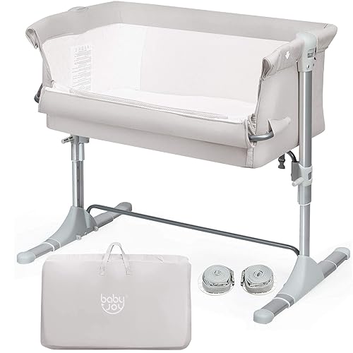 BABY JOY Baby Bedside Crib, Portable Travel Sleeper Bed Side