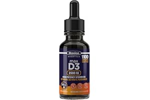 Maxion Vitamin D3 Liquid Drops 2500 IU, 1100 Drops, Helps with the Development of Bones and Teeth and to Support the Immune S