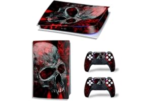 PS5 Skin for Playstation 5 Digital Version, PS5 Console and Controllers Skin Vinyl Sticker Decal Cover - Blood Skull
