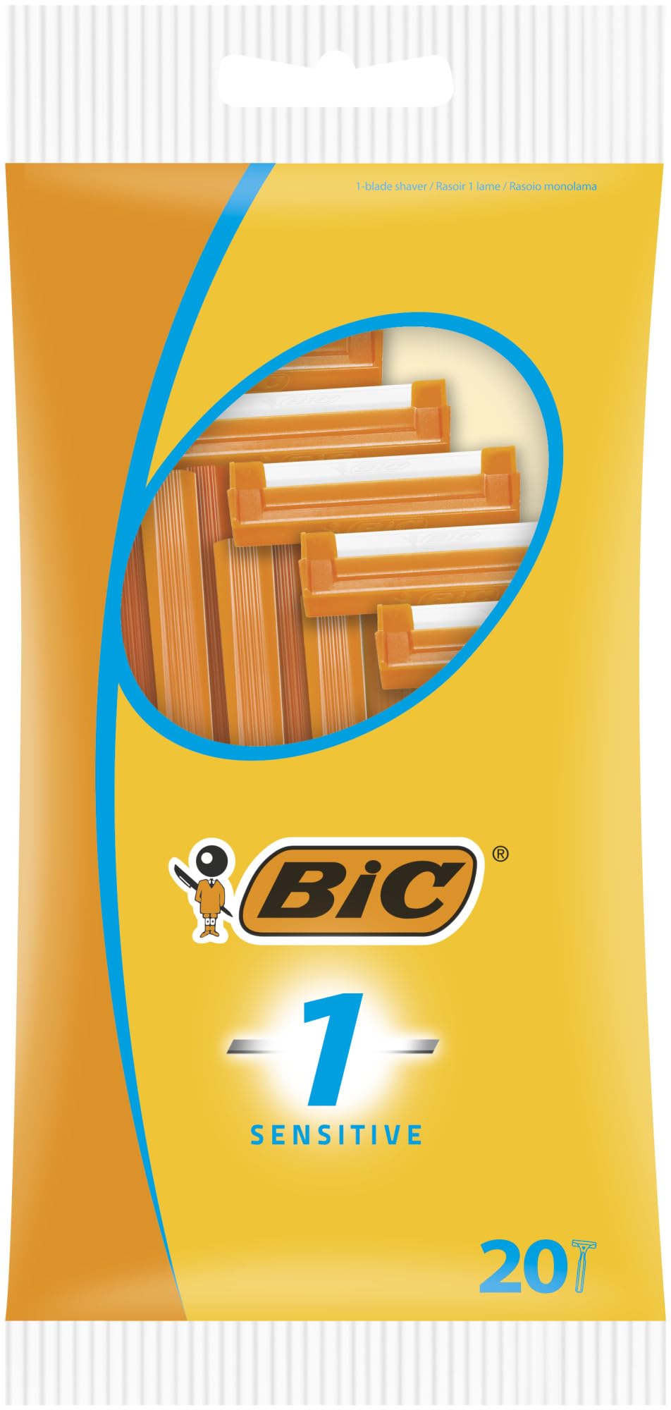 BIC 1 Sensitive Razors for Men - Disposable Single Blade Razor Pack of 20 — image 1