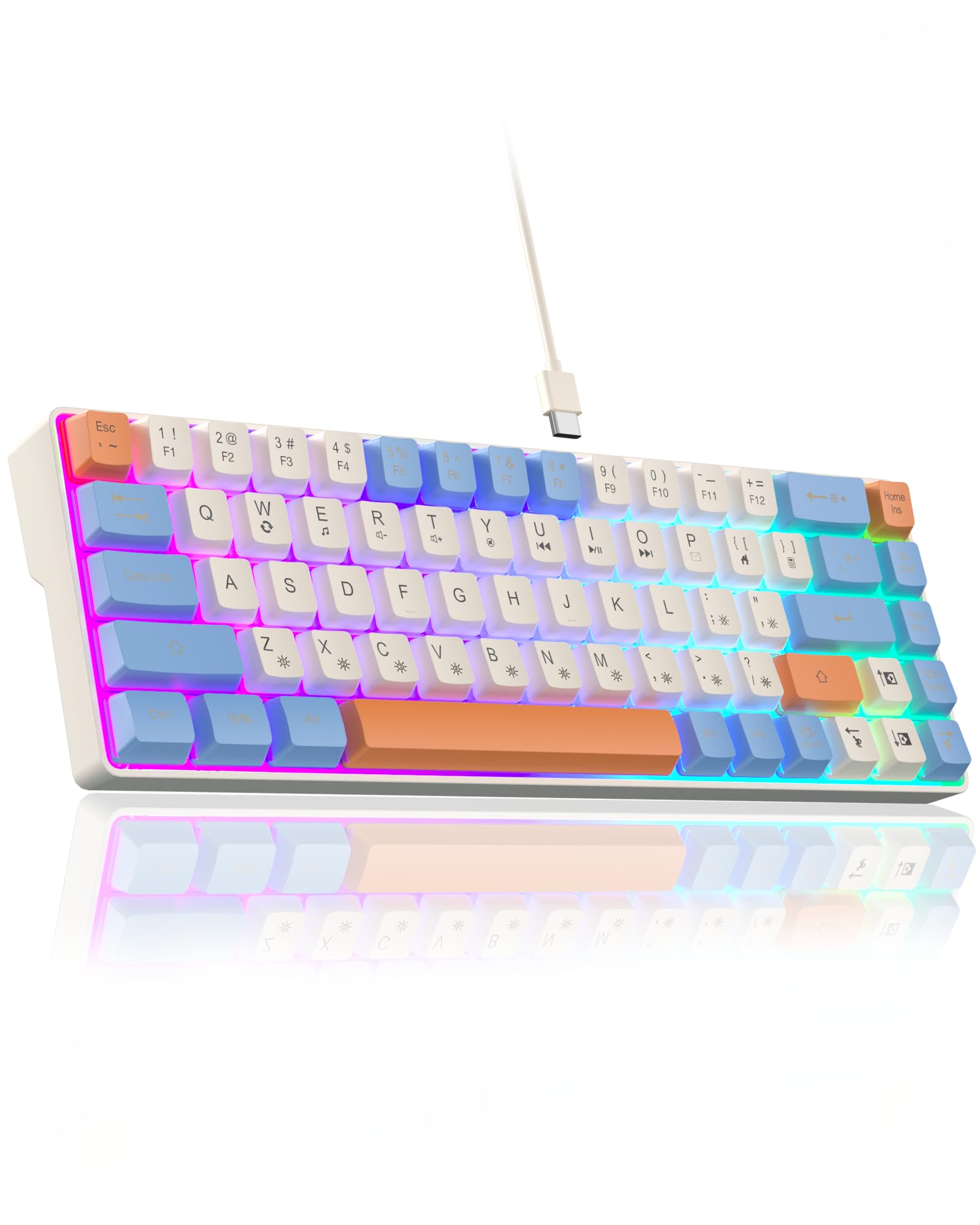 Photo 1 of CORBOBO 60 Percent Keyboard,Small Gaming Keyboard USB-C Wired,Portable 68 Keys Compact RGB Backlit Mini Keyboards for Business Trips,Office,PC Games (SK968,Blue&Orange)