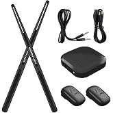 Rvluw Virtual Air Drum Sticks Set, 3D Motion Sensing Electronic Drum Kit | with 2 Pedals and Audio Converter, Portable Bluetooth Drum Set for Home Practice Travel