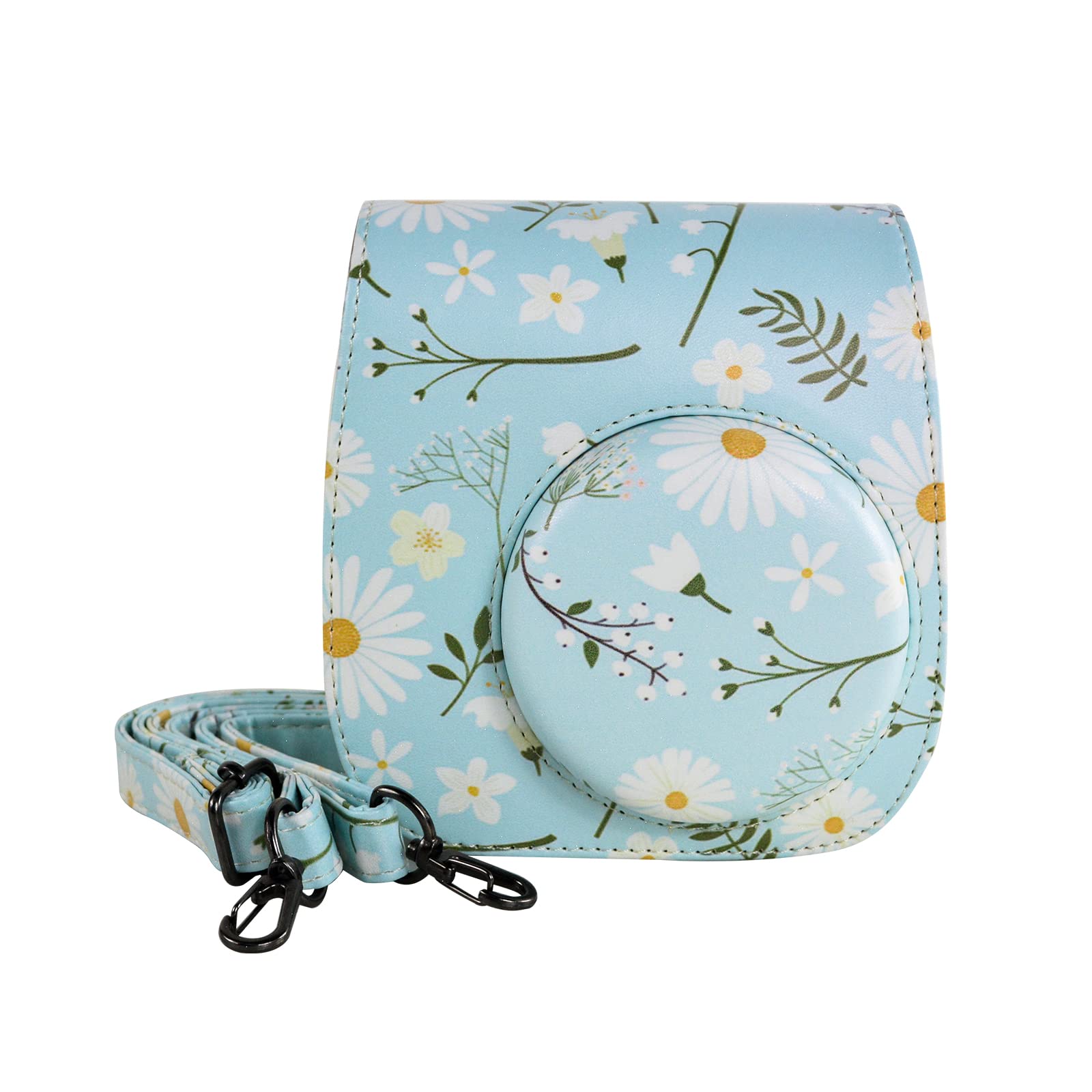 Rieibi PU Leather Mini 11 Camera Case, Protective Case for Fujifilm Instax Mini 11/Mini 9/Mini 8/Mini 8+ Instant Camera with Adjustable Shoulder Strap(Daisy)