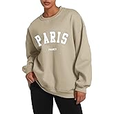 Tuislay Paris College Sweatshirt for Women Oversized Trendy Comfy Crewneck Sweatshirts Casual Graphic Pullover Tops Unisex
