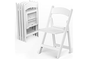 Allpop 4 Pack Resin Folding Chair with Vinyl Padded Seat, 550LB Capacity, Commercial Chair Set for Party Wedding Picnic Events, White