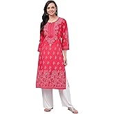 Ada Hand Embroidered Traditional Indian Chikankari Cotton Tunic Kurta Kurti for Women A411403