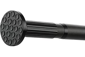 Zipglo Tension Curtain Rods 51-128 Inch Black, Adjustable Curtain Rod - No Drilling, Heavy Duty Spring Tension Extra Long Sho