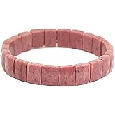 Keleny Semi Precious Stones 14mm Faceted Rectangle Gemstones Beads Rock Elastic Bangle 7.5 Inch