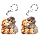 CEAJUSIOT 2 Pack Punch Monkey Keychain Team Punch Plush Keychain
