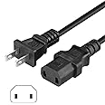 2 Prong AC Power Cord UL SVT 18AWG 10A Power Cable Replacement - for PS4 Pro, Xbox One/Xbox 360 Slim / 360 E Power Supply Brick (6Feet, Black)